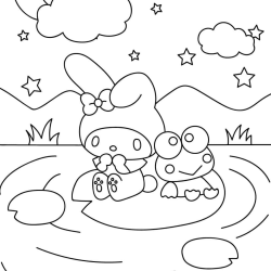 Desenho de My Melody para colorir e imprimir: número 3