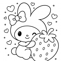 Desenho de My Melody para colorir e imprimir: número 5