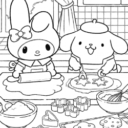Desenho de My Melody para colorir e imprimir: número 6