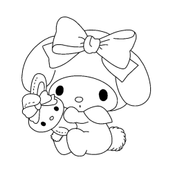 Desenho de My Melody para colorir e imprimir: número 9