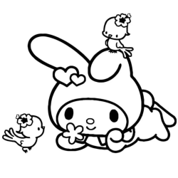 Desenho de My Melody para colorir e imprimir: número 14