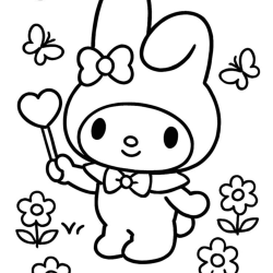 Desenho de My Melody para colorir e imprimir: número 16