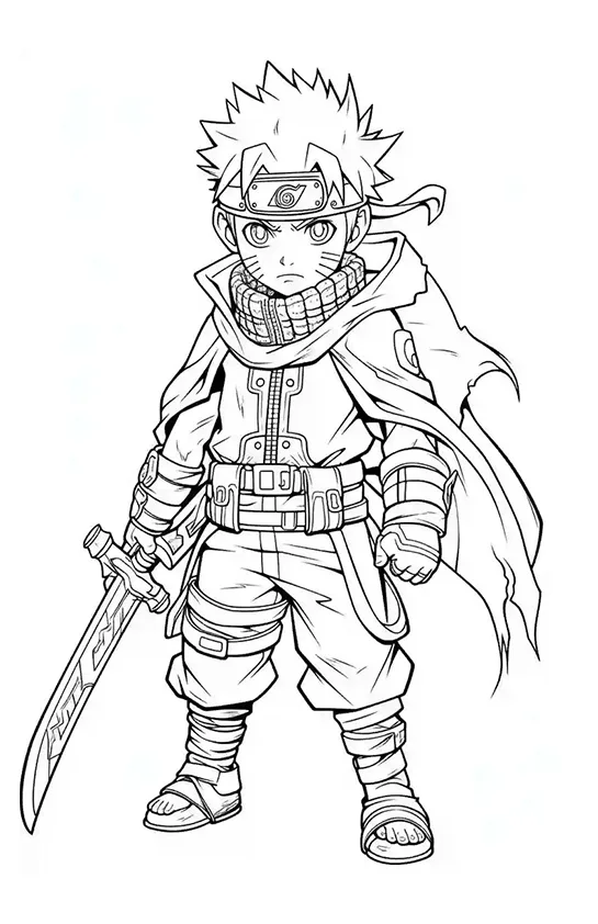 Desenho de Naruto para colorir e imprimir: número 1