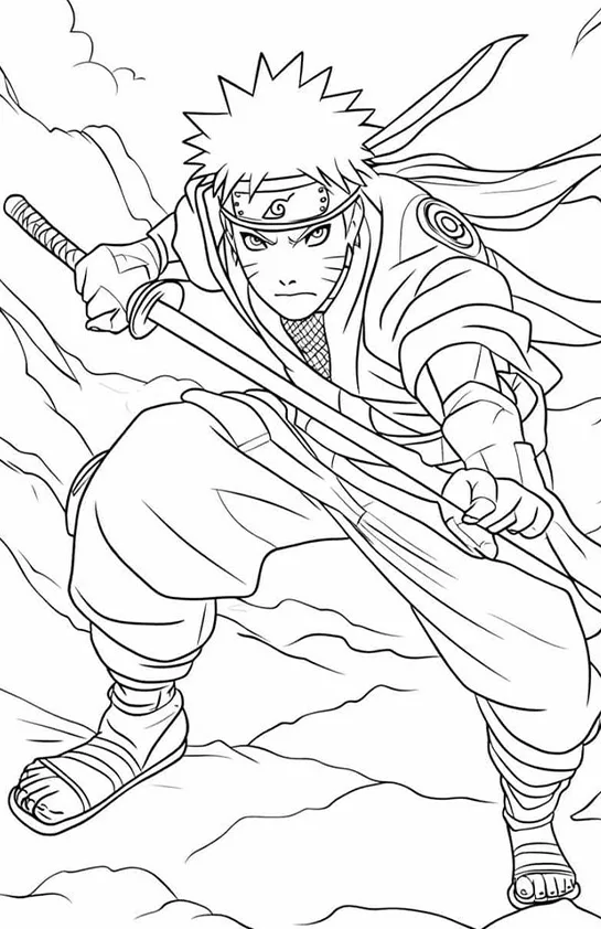 Desenho de Naruto para colorir e imprimir: número 3