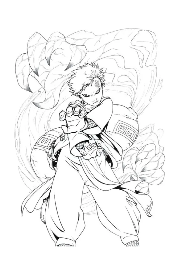 Desenho de Naruto para colorir e imprimir: número 9