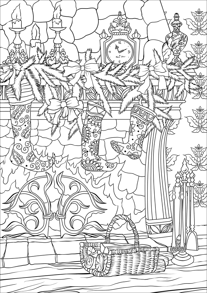 Desenho de Natal para colorir e imprimir: número 1