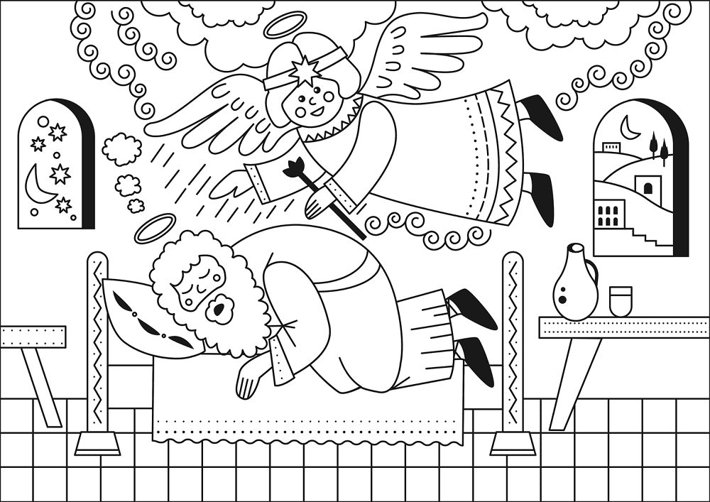 Desenho de Natal para colorir e imprimir: número 2