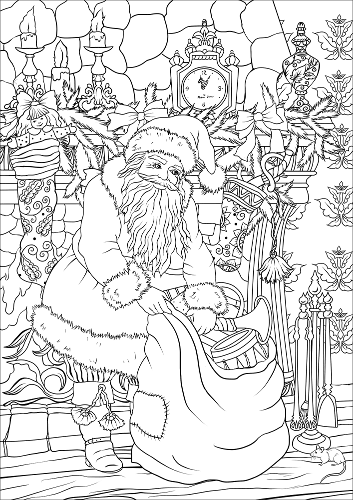 Desenho de Natal para colorir e imprimir: número 7