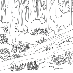 Desenho de Natureza para colorir e imprimir: número 4