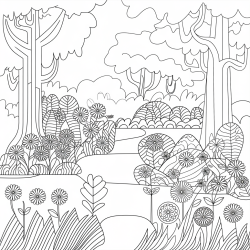 Desenho de Natureza para colorir e imprimir: número 5