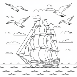 Desenho de Navios para colorir e imprimir: número 8