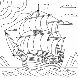 Desenho de Navios para colorir e imprimir: número 12