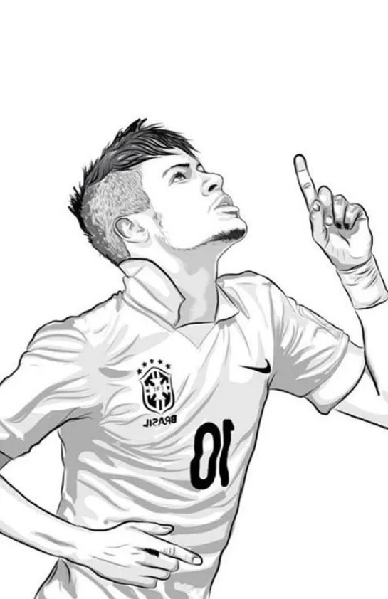 Desenho de Neymar para colorir e imprimir: número 1