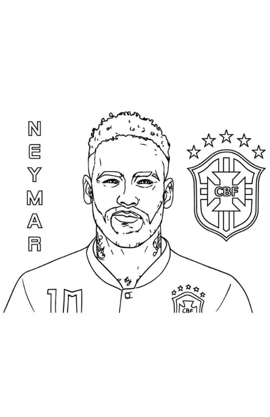 Desenho de Neymar para colorir e imprimir: número 2