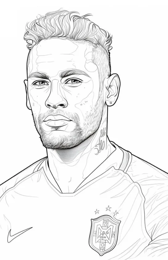 Desenho de Neymar para colorir e imprimir: número 3