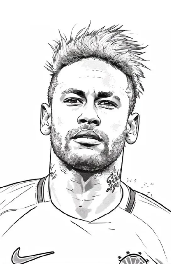 Desenho de Neymar para colorir e imprimir: número 4