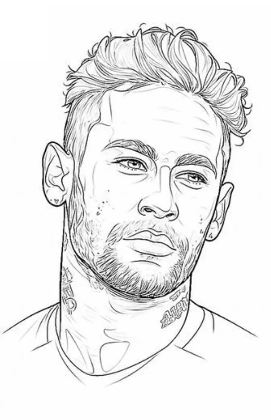 Desenho de Neymar para colorir e imprimir: número 5
