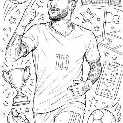 Desenho de Neymar para colorir e imprimir: número 11