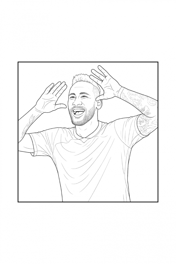 Desenho de Neymar para colorir e imprimir: número 12