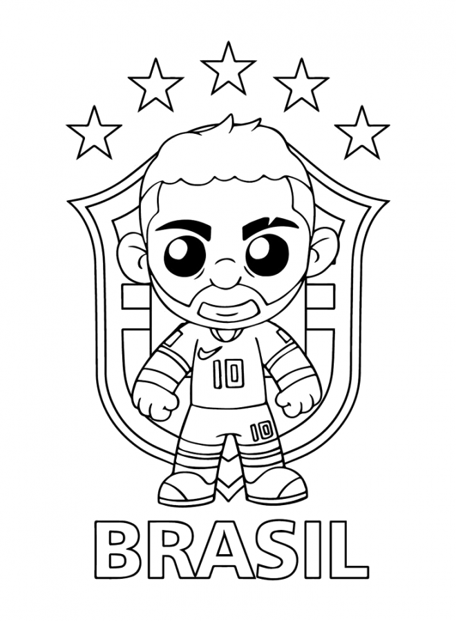 Desenho de Neymar para colorir e imprimir: número 14