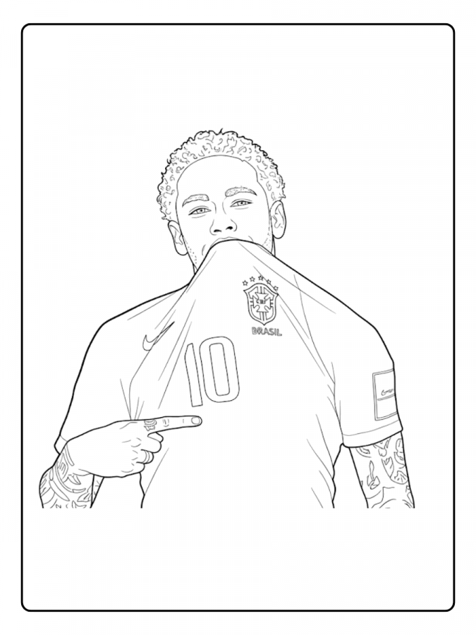 Desenho de Neymar para colorir e imprimir: número 16