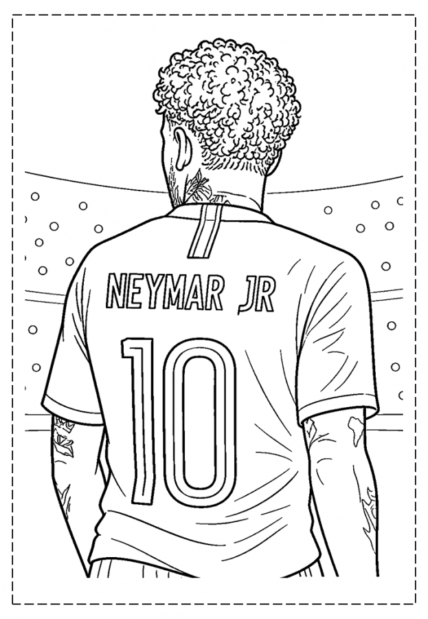 Desenho de Neymar para colorir e imprimir: número 18