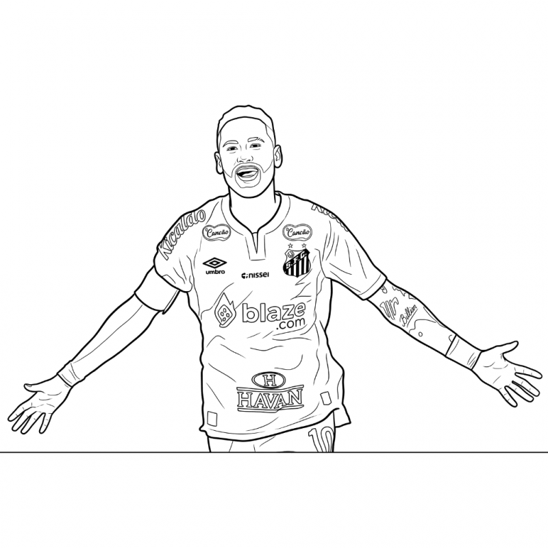 Desenho de Neymar para colorir e imprimir: número 20