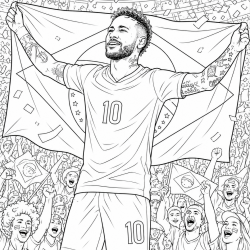 Desenho de Neymar para colorir e imprimir: número 21