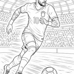 Desenho de Neymar para colorir e imprimir: número 22