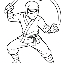 Desenho de Ninja para colorir e imprimir: número 4