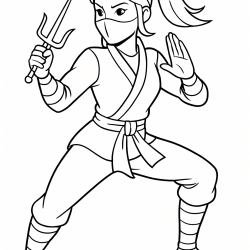 Desenho de Ninja para colorir e imprimir: número 5