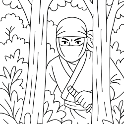 Desenho de Ninja para colorir e imprimir: número 6
