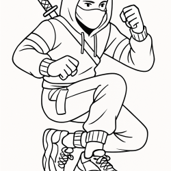 Desenho de Ninja para colorir e imprimir: número 7