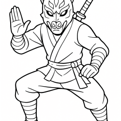 Desenho de Ninja para colorir e imprimir: número 8