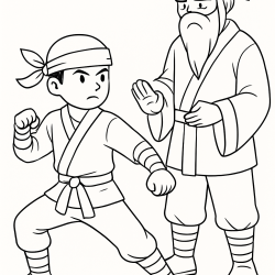 Desenho de Ninja para colorir e imprimir: número 9