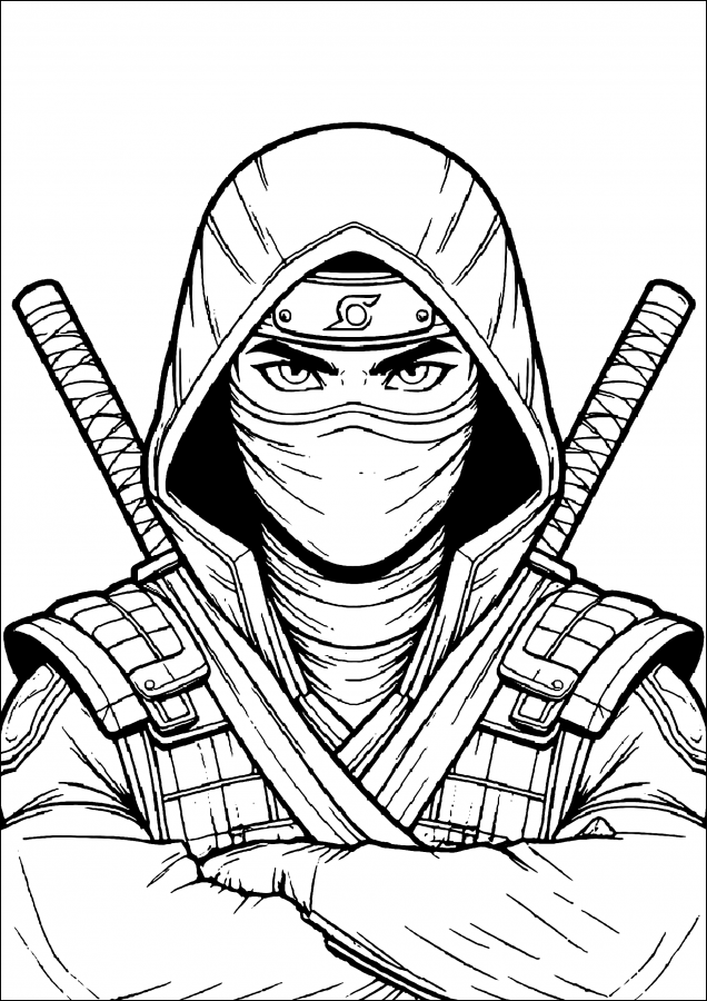 Desenho de Ninja para colorir e imprimir: número 13
