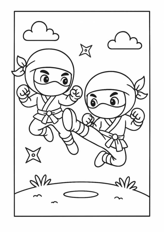 Desenho de Ninja para colorir e imprimir: número 17