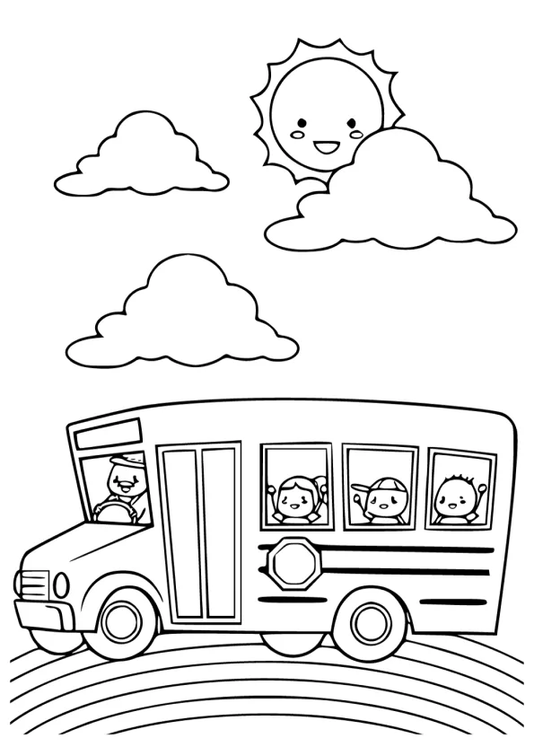 Desenho de Onibus para colorir e imprimir: número 4
