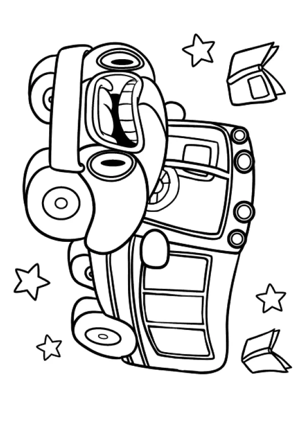 Desenho de Onibus para colorir e imprimir: número 5