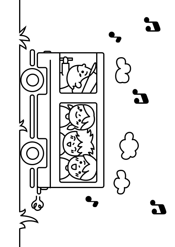 Desenho de Onibus para colorir e imprimir: número 6