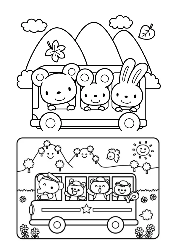 Desenho de Onibus para colorir e imprimir: número 7