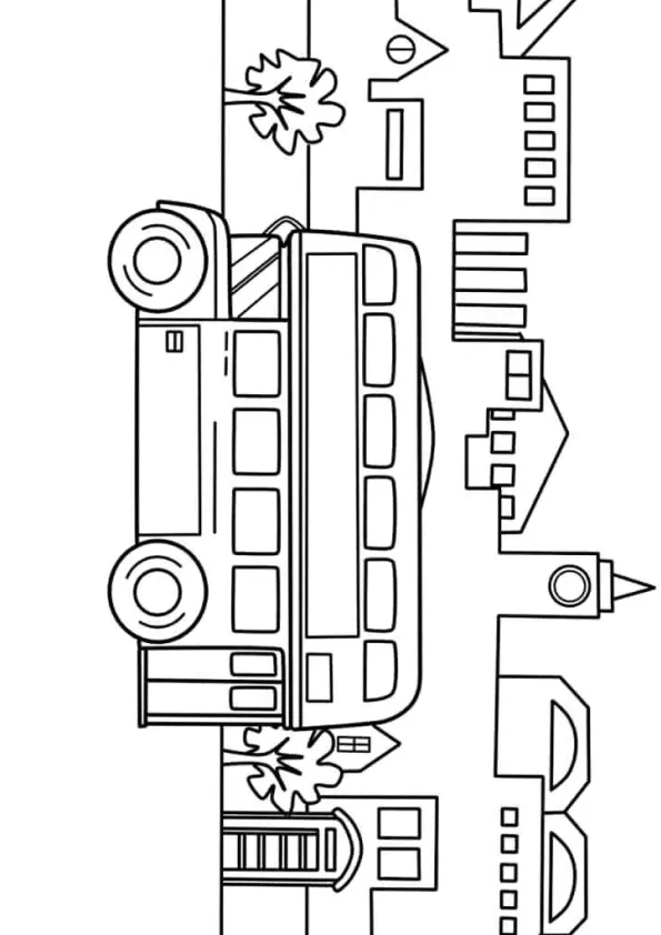Desenho de Onibus para colorir e imprimir: número 8