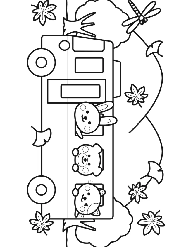 Desenho de Onibus para colorir e imprimir: número 9