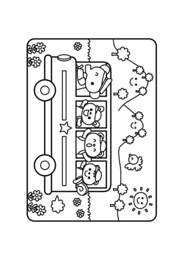 Desenho de Onibus para colorir e imprimir: número 11