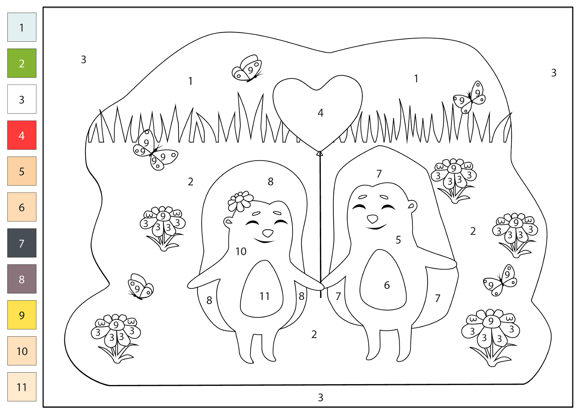Desenho de Ouriço para colorir e imprimir: número 27