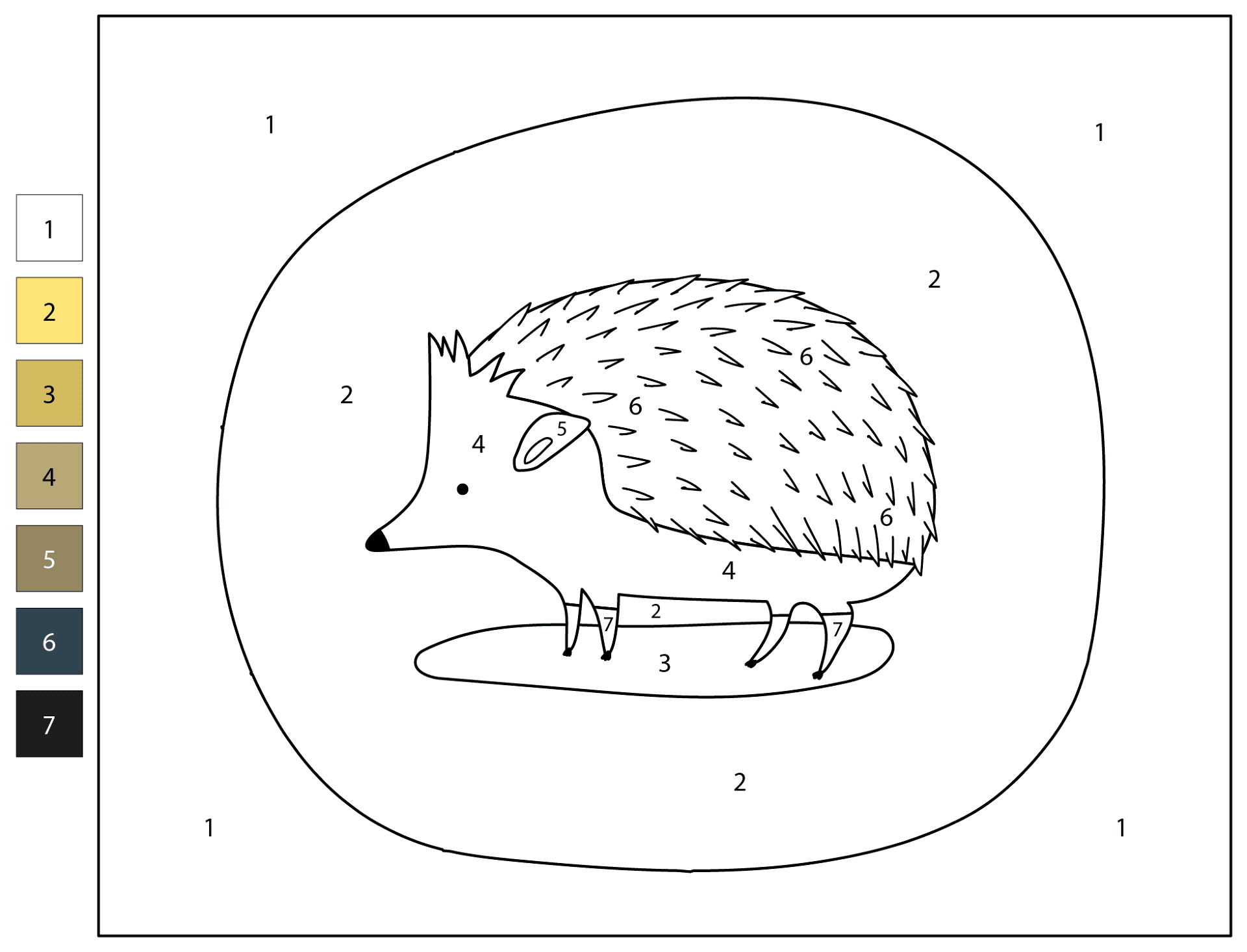 Desenho de Ouriço para colorir e imprimir: número 35