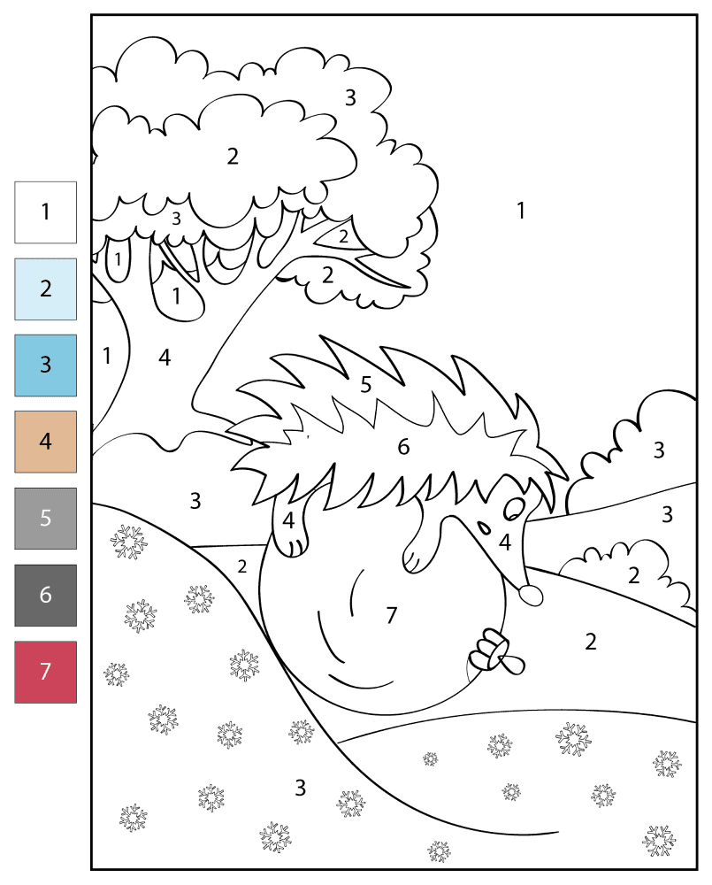 Desenho de Ouriço para colorir e imprimir: número 37