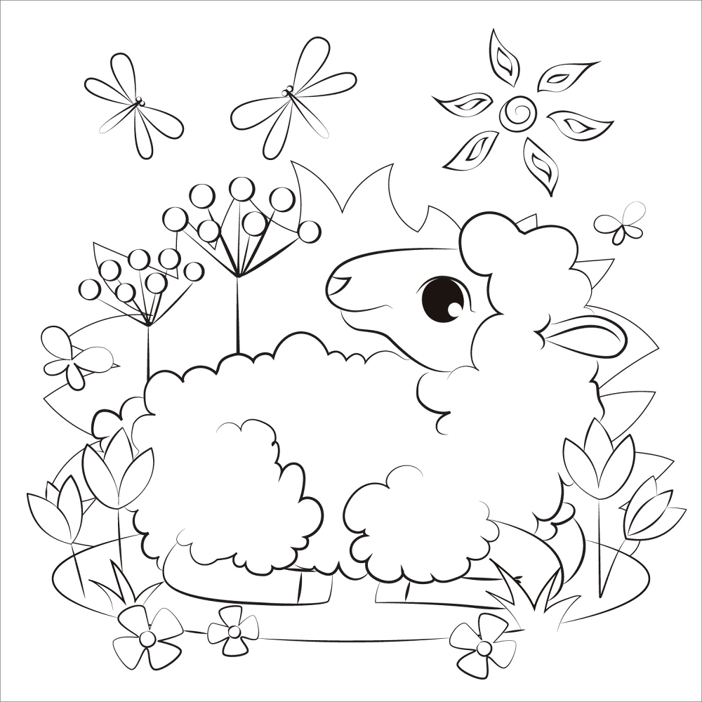 Desenho de Ovelhas para colorir e imprimir: número 2