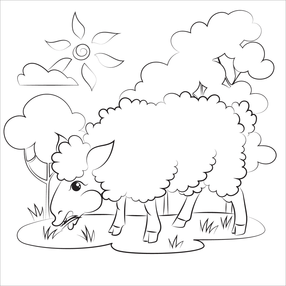 Desenho de Ovelhas para colorir e imprimir: número 3