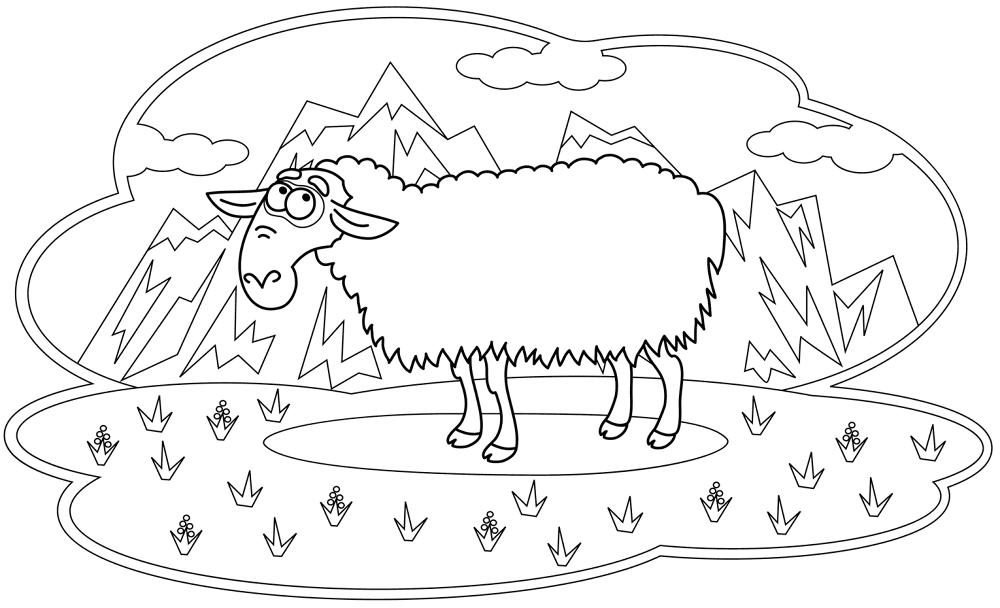 Desenho de Ovelhas para colorir e imprimir: número 5